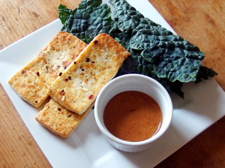 Crispy Tofu with Spicy Ginger Almond Butter Sauce