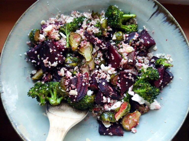 Quinoa with Roasted Vegetables Feta and Almonds