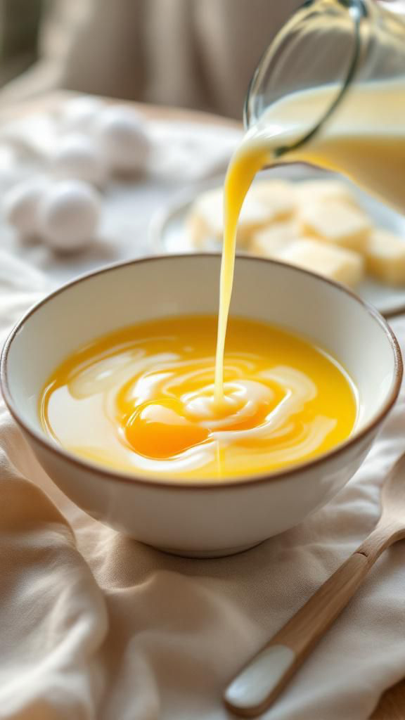 Whisking wet pancake ingredients