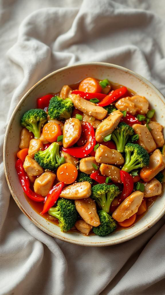 Mary Berry honey chicken vegetable stir fry in wok