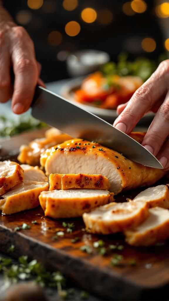 Slicing chicken for stir fry