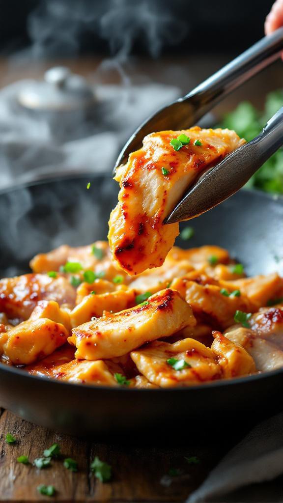Searing chicken in wok