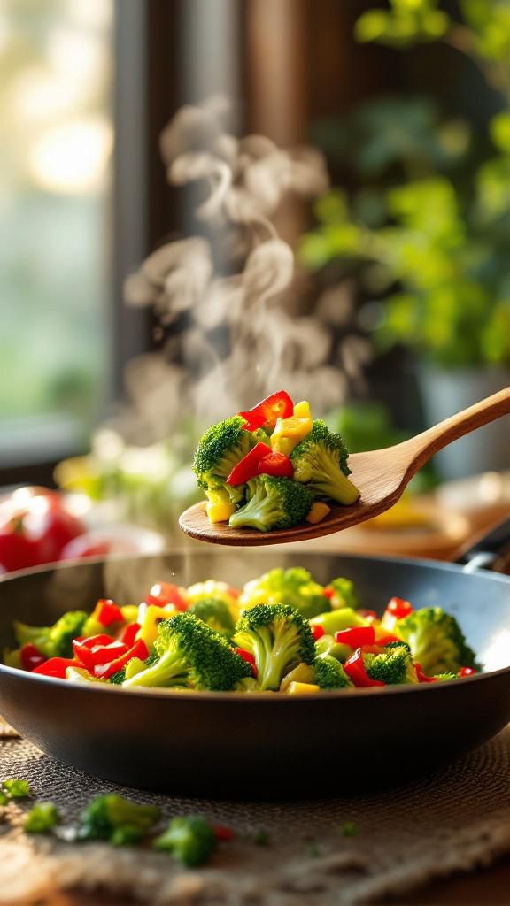 Stir-frying fresh vegetables
