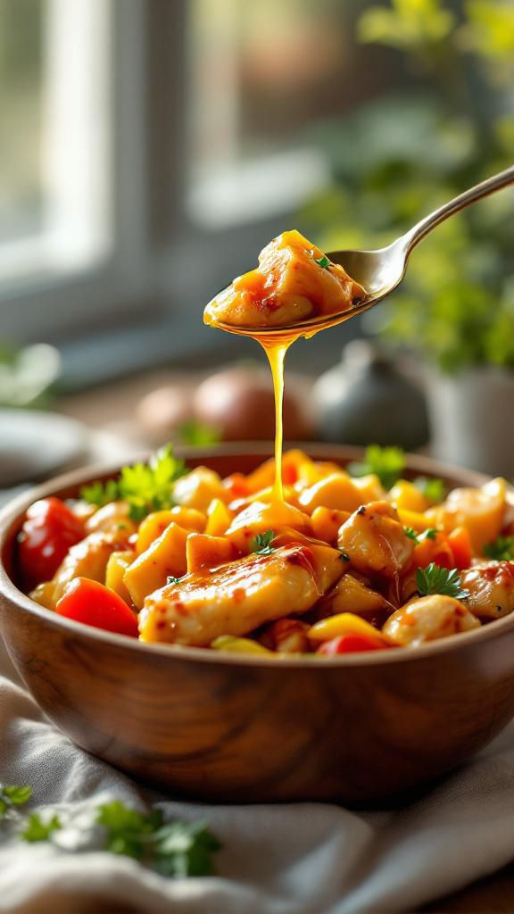 Coating stir fry in honey sauce