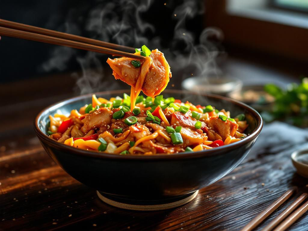 Finished honey chicken stir fry