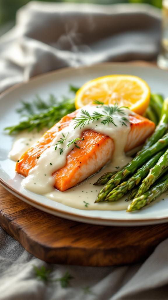 Finished baked salmon plated