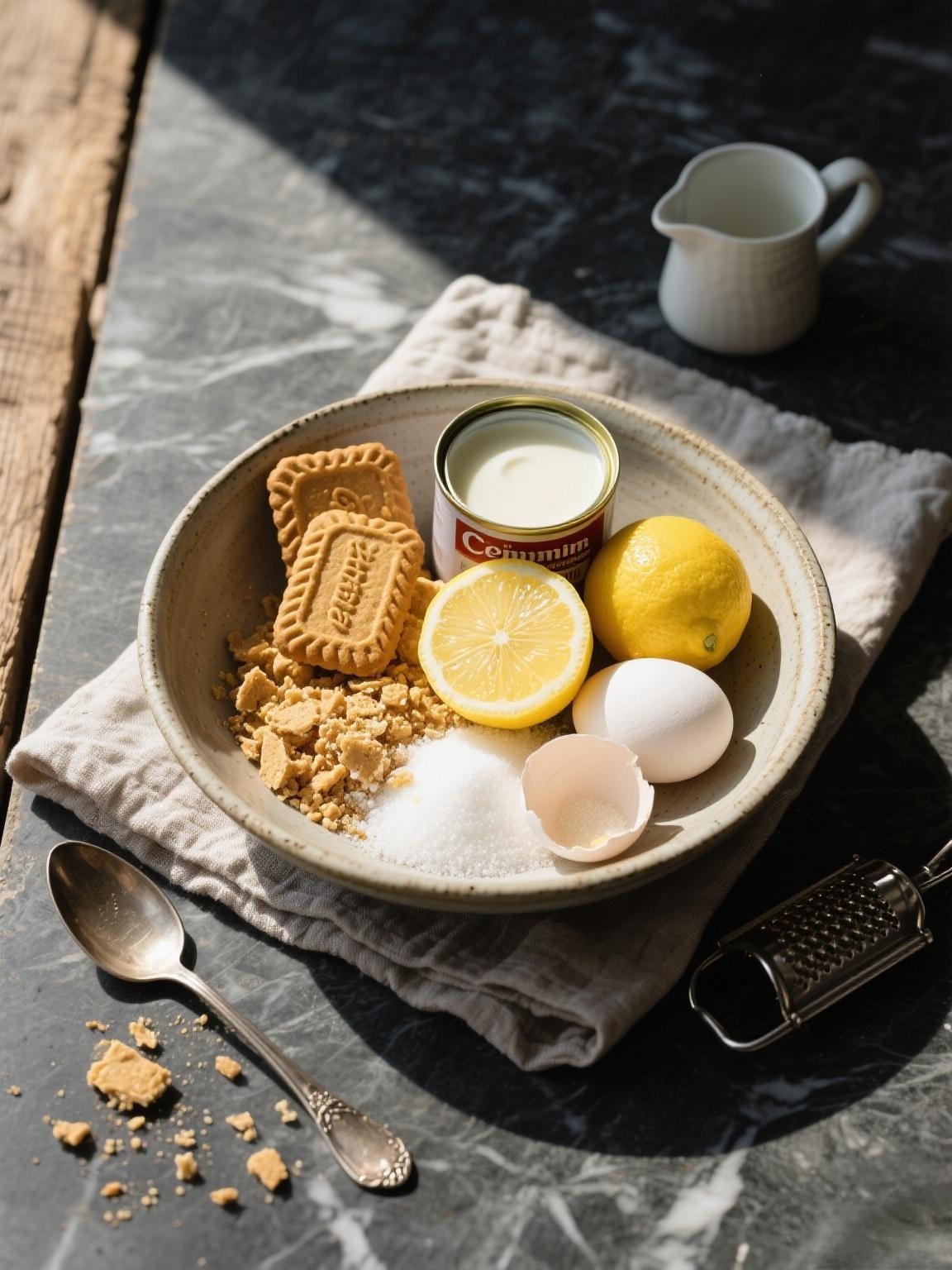 Ingredients for Mary Berry’s Lemon Meringue Pie ready for baking