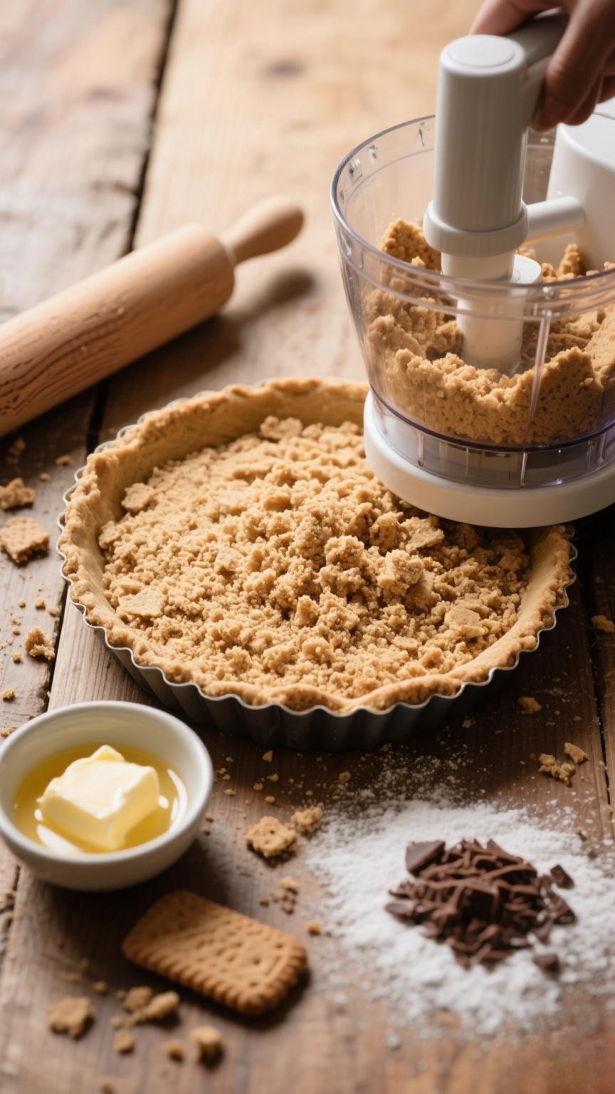 Preparing the biscuit base for Mary Berry’s Lemon Meringue Pie