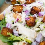 Lightened Up Caesar Salad with Crispy Cornbread Croutons