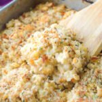 Le Gruyere Cauliflower Gratin with Almond Parmesan Breadcrumbs