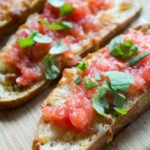 Cheesy Bruschetta Crostini’s with Balsamic Reduction