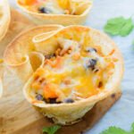 Vegetarian Brown Rice & Black Bean Enchilada Tostada Cups