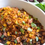Carmelized Mushroom Tarragon & Turkey Sausage Stuffing with Cornbread Croutons