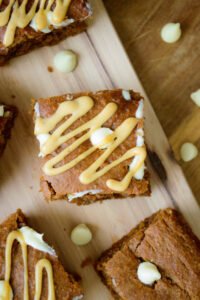White Chocolate Pumpkin Snack Cake with Maple Cream Cheese
