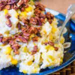 Creamy Coconut & Veggie Brown Rice Pilaf with Honey Roasted Pecans