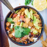 Chipotle Chicken Tortilla Soup with Crispy Baked Tortilla Strips